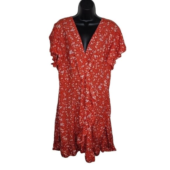 Shein curve red floral mini dress size 3xl - Picture 1 of 6